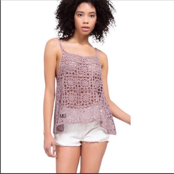 Purple Sleeveless Granny Square Crochet Tank Top - Picture 2 of 7